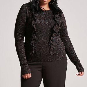 Ruffle Metallic Knit Sweater